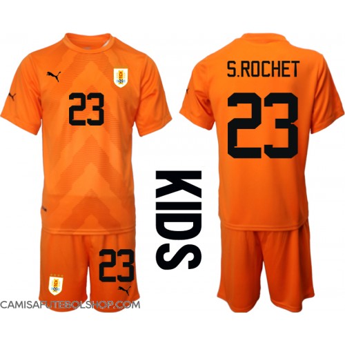 Camisa de time de futebol Uruguai Sergio Rochet #23 Goleiro Replicas 2º Equipamento Infantil Mundo 2022 Manga Curta (+ Calças curtas)